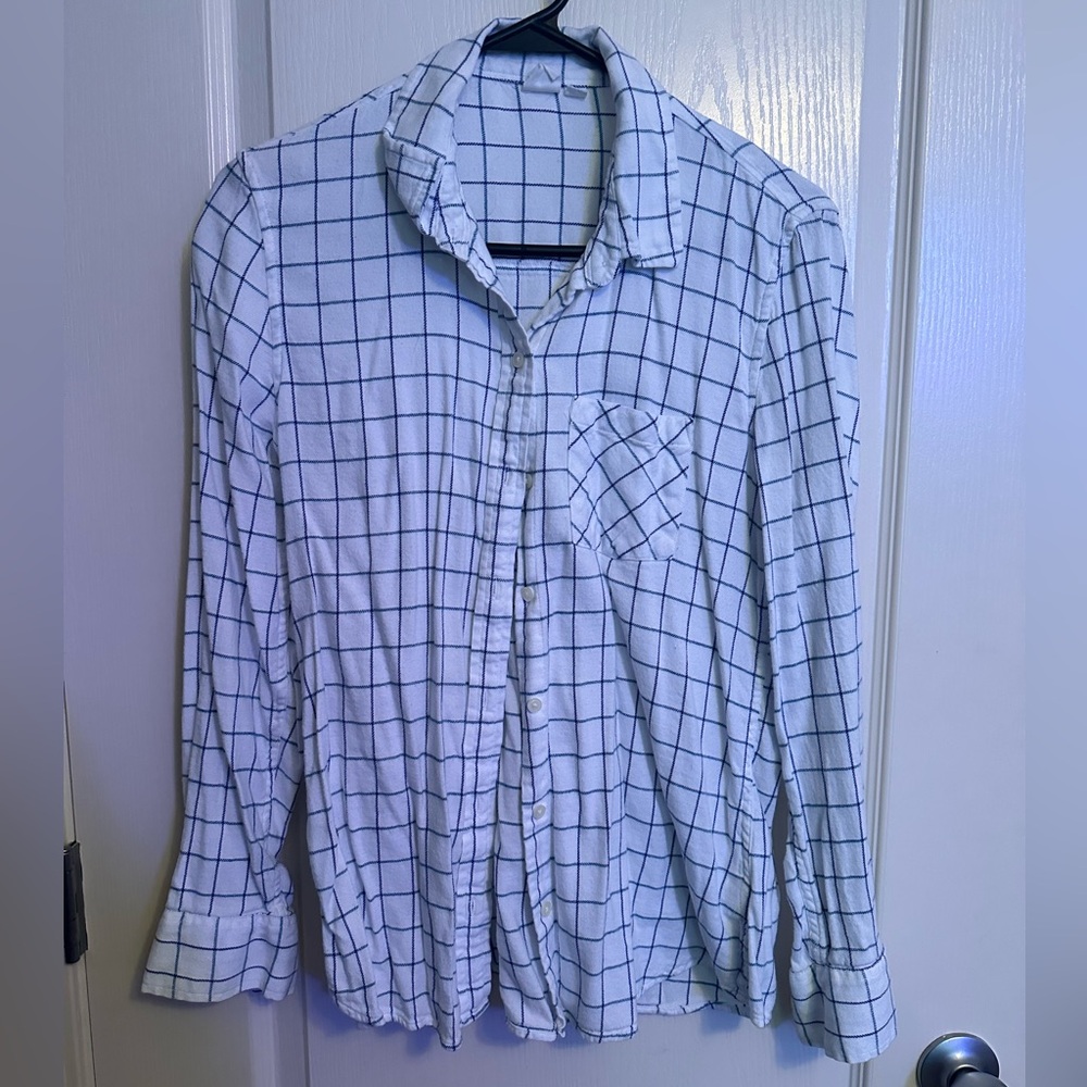 Women’s Gap button up window pane print
